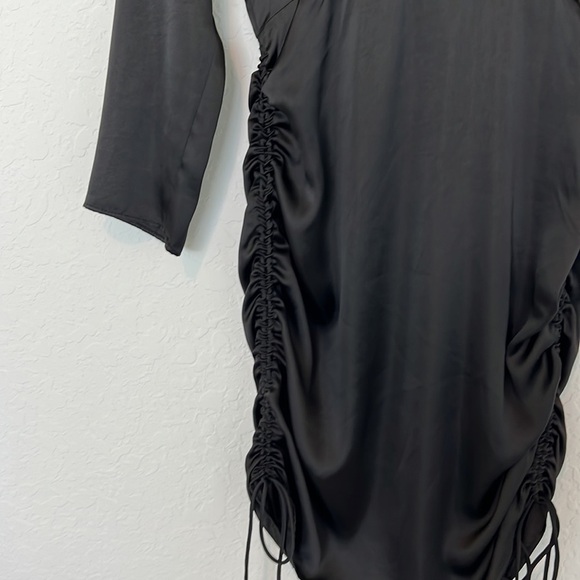 ZARA Woman’s Ruched Skirt Satin Effect Dress Black Size Small - Picture 6 of 13